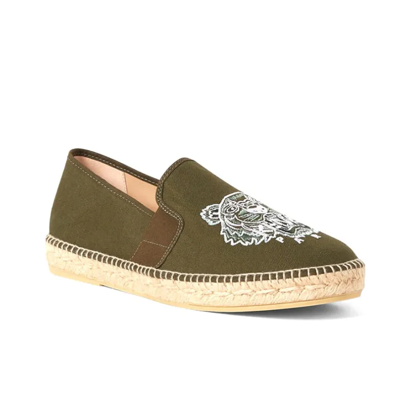 KENZO Tiger Espadrilles Men Low Top Dark Green-2