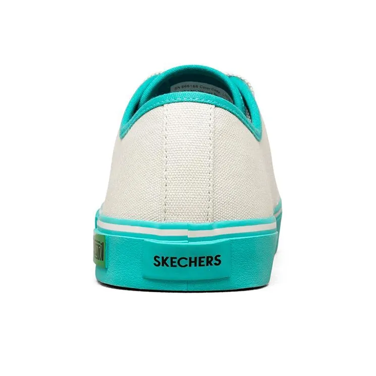 Skechers V'lites Canvas Shoes Men Low Top White/Green-3