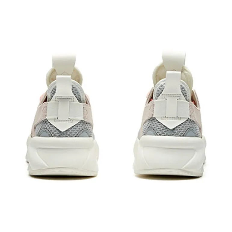 ANTA Chunky Sneakers Women's Low Top Mist Gray/Lotus Gray/Ivory White/Pink-4