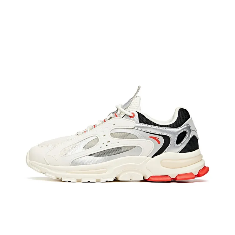 Anta Cushioning Anti Slip Wear Resistant Breathability Low Top Chunky Sneakers Men's White Black Silver-0