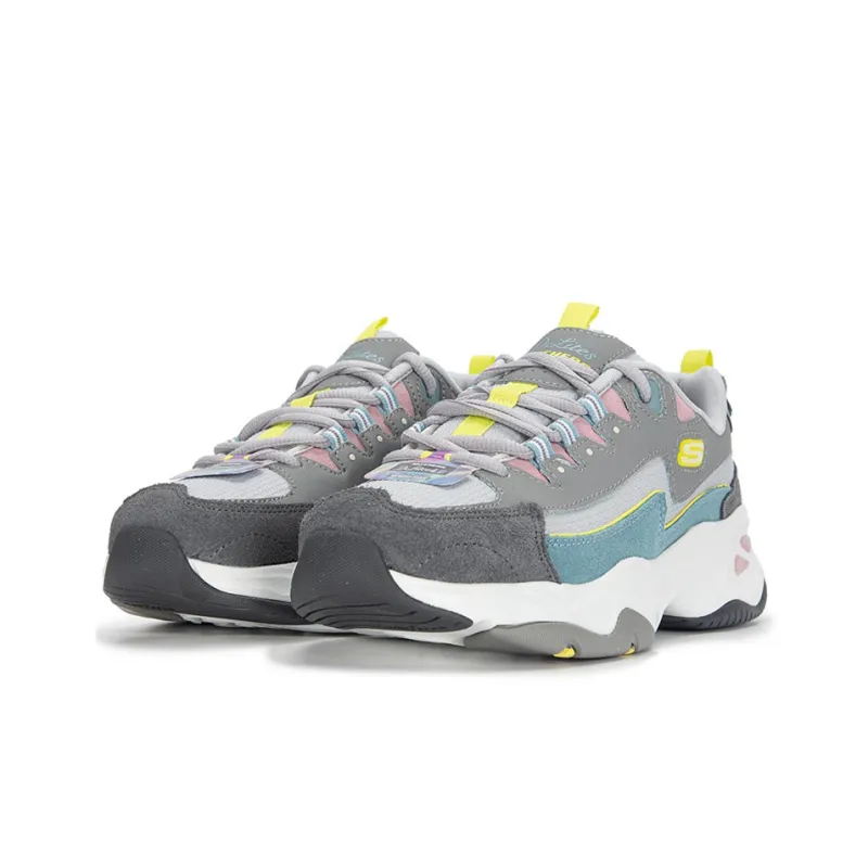 Skechers D'LITES 4.0 Lightning Panda Cushioning Anti-Slip And Wear-Resistant Low-Top Chunky Sneakers Women's Gray-2