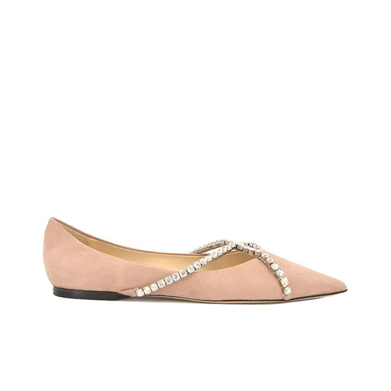 Jimmy Choo Genevi Flat Casual Single Shoes Women's Nude Pink-1