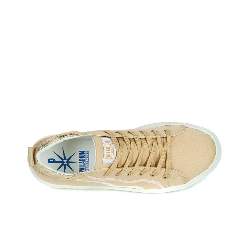 Palladium Anti Slip And Wear Resistant Height Increasing Low Top Canvas Shoes Women's Light Brown-3