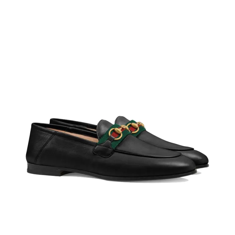 GUCCI Slip On Loafer With Web Black Leather-2