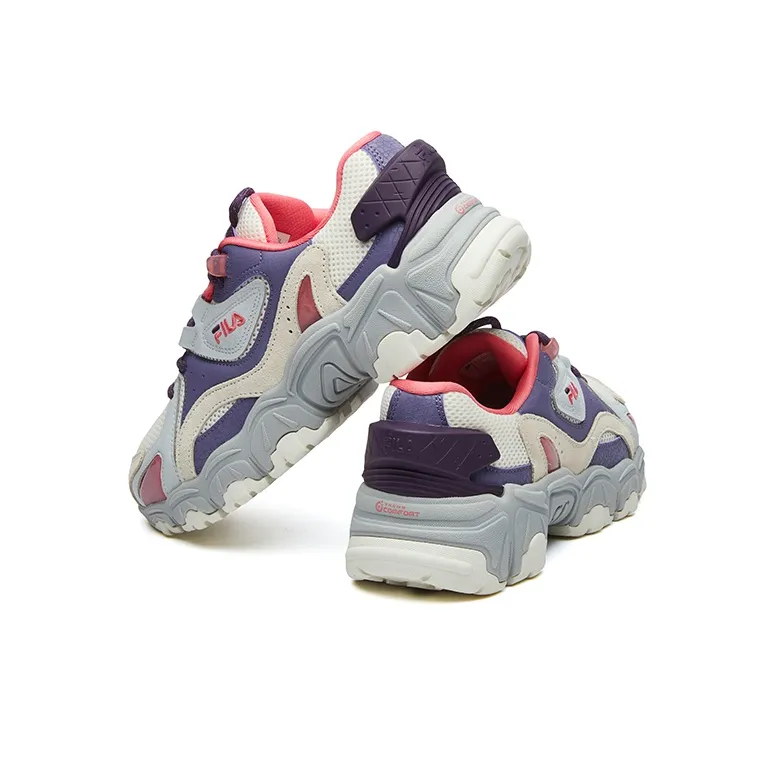 FILA FUSION Tracer Cushioning, Slip Resistant, Abrasion Resistant Coverage Low Top Chunky Sneakers Women's Beige Purple-3