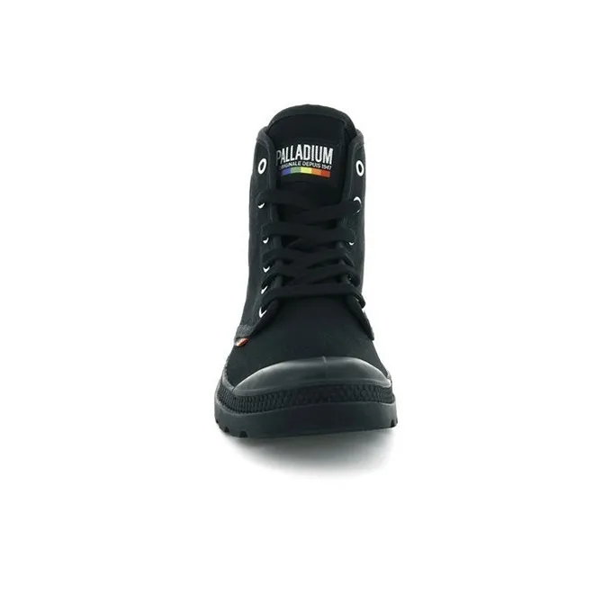 Palladium Pampa Pride Wear-Resistant High-Top Canvas Shoes Unisex Raven-3
