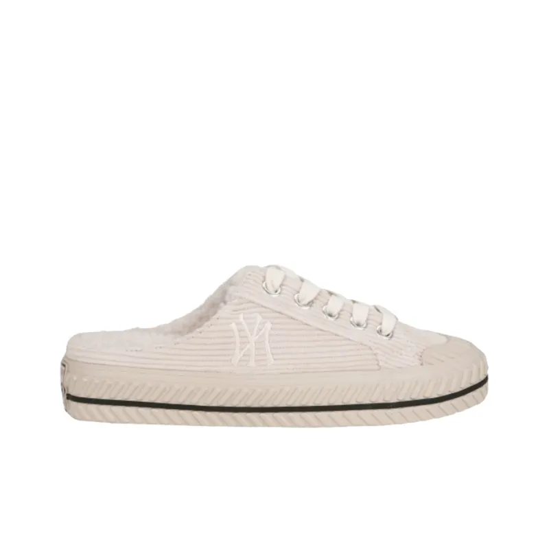 MLB Playball Mule Anti Slip And Wear Resistant Warm Low Top Canvas Shoes Unisex White-1
