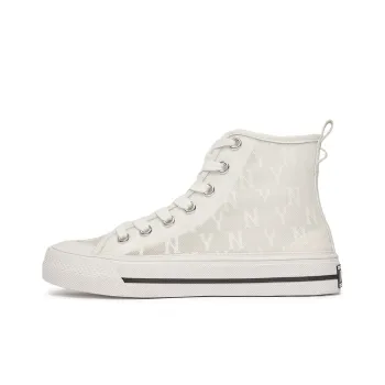 MLB Playball Anti Slip And Wear Resistant Lightweight Cushioning High Top Canvas Shoes Unisex White