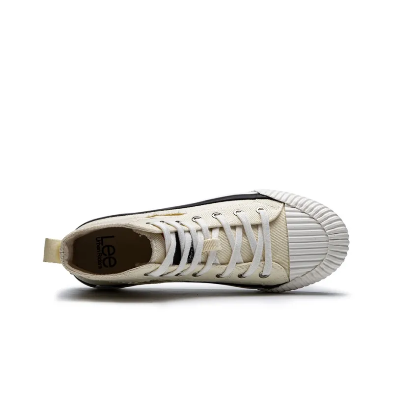 Lee Height Increasing Lightweight Breathable High Top Canvas Shoes Unisex Light Beige-2