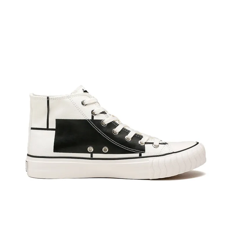 Lee Trendy Versatile Fashion Casual Lightweight And Breathable High Top Canvas Shoes Unisex White-1