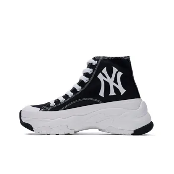 MLB Chunky High New York Yanker Anti Slip Wear Resistant High Top Canvas Shoes Unisex Black