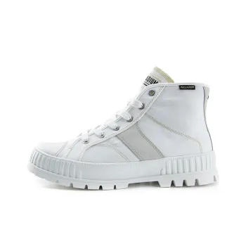 Palladium Pallashock Anti Slip Wear Resistant Breathable Height Increasing High Top Canvas Shoes Unisex Light White