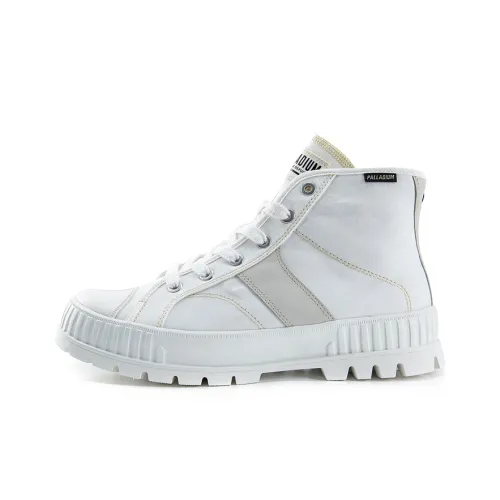 Palladium Pallashock Mid Organic Canvas Shoes Unisex High-Top Light White