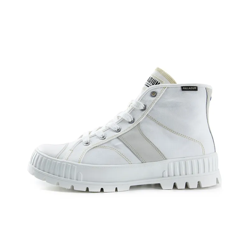 Palladium Pallashock Anti Slip Wear Resistant Breathable Height Increasing High Top Canvas Shoes Unisex Light White-0