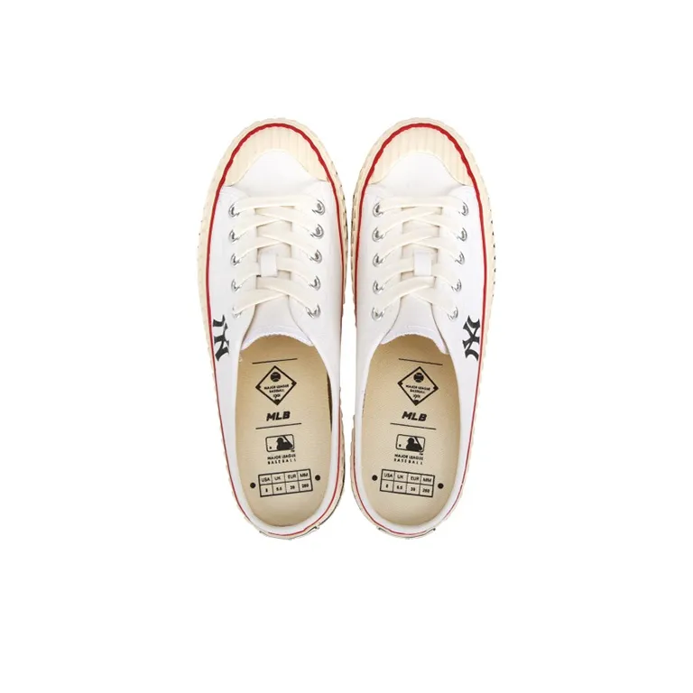 MLB Playball Mule Play Ball Anti Slip Wear Resistant Breathable Lightweight Low Top Canvas Shoes Unisex White-2