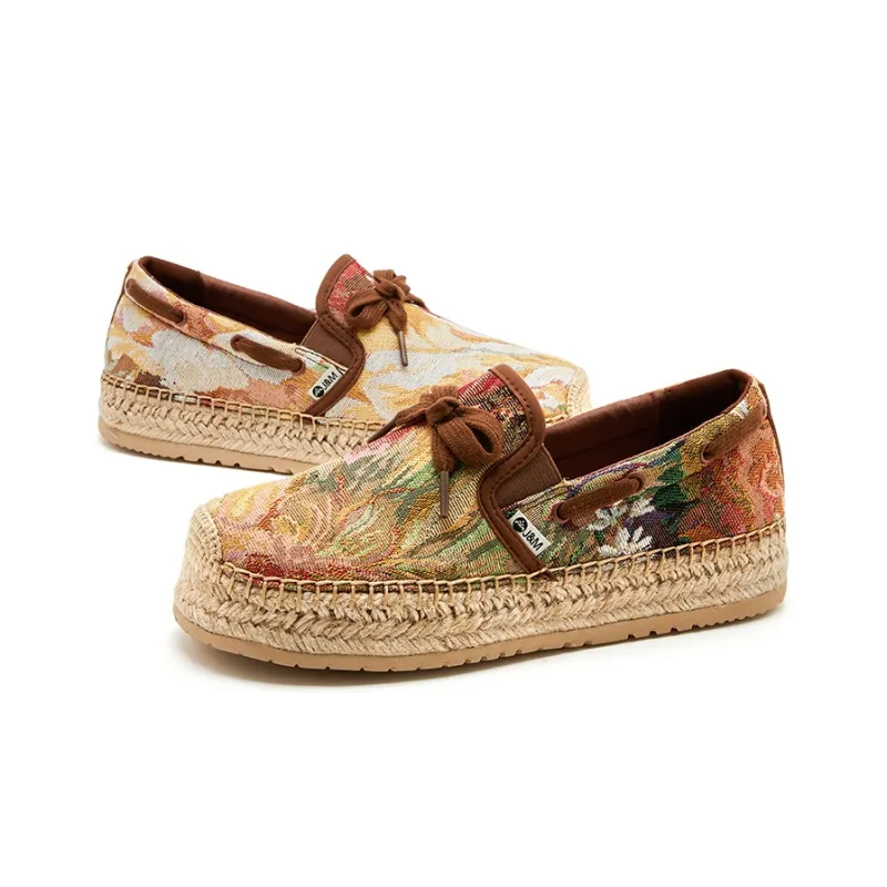 Joy&Mario Breathable Height Increasing Low Top Canvas Shoes Women's Brown-1