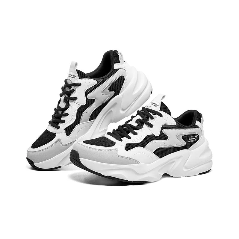 Skechers D'LITES Wear Resistant Low Top Chunky Sneakers Men's Black White-3