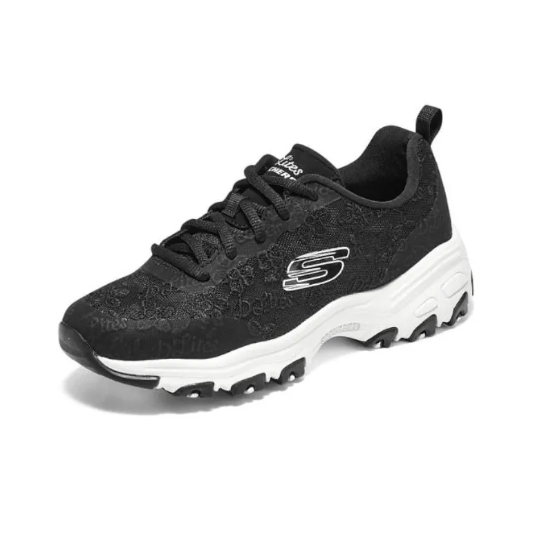 Skechers D'LITES 1.0 Anti Slip And Wear Resistant Breathable Low Top Chunky Sneakers Women's Black-2