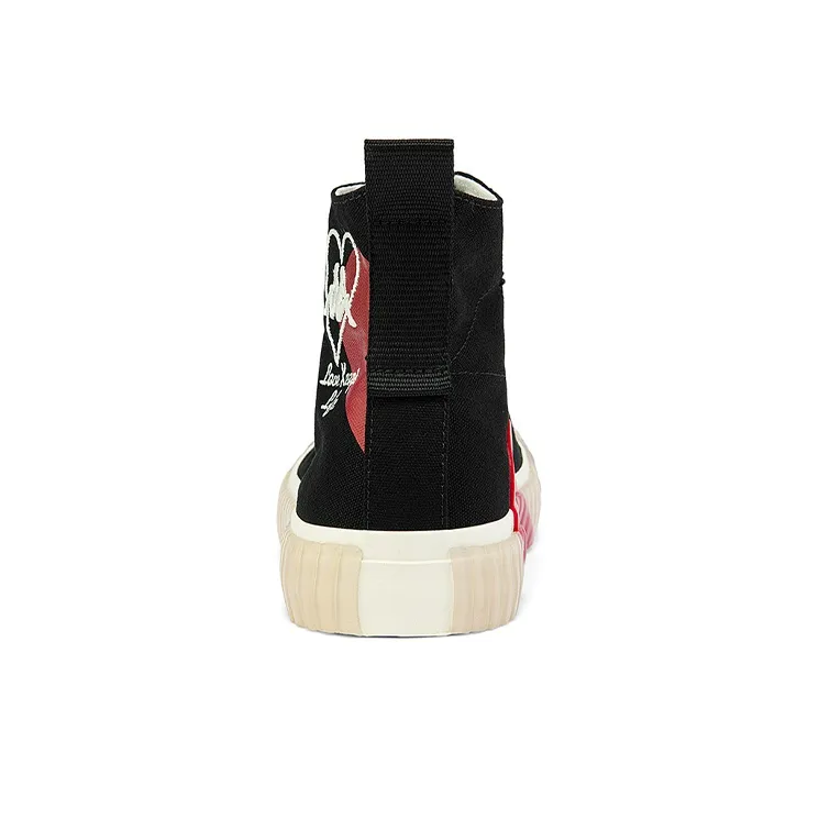 Kappa Anti Slip Wear Resistant Lightweight Coverage High Top Canvas Shoes Unisex Black-6