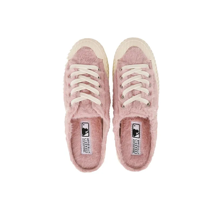 MLB Playball Mule Abrasion Resistant Thermal Lightweight Low Top Canvas Shoes Unisex Pink Korean Style-3