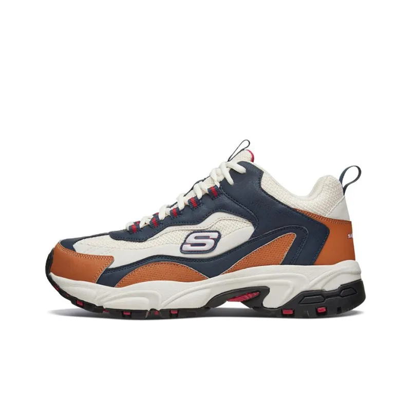 Skechers Stamina Cushioning Anti-Slip Wear-Resistant Breathability Low-Top Chunky Sneakers Men's Blue White Orange-0