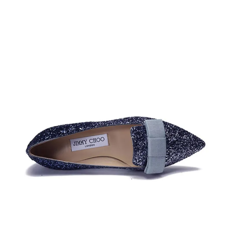 Jimmy Choo Gala SS22 Flat Shoes Women's Marine Blue-4