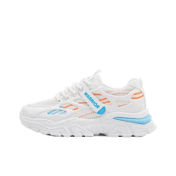 Warrior Cushioned Anti Slip Wear Resistant Breathable Lightweight Low Top Chunky Sneakers Women's White Blue