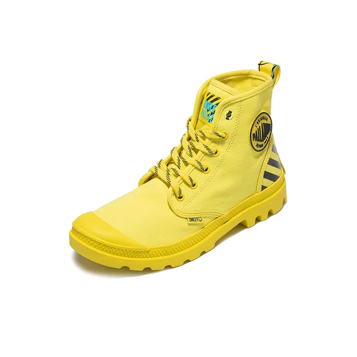 SMILEY x Palladium Pampa Wear Resistant High Top Canvas Shoes Unisex Yellow-1