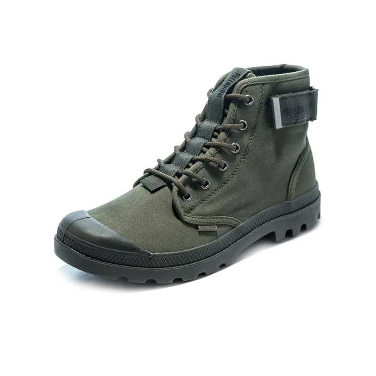 Palladium Pampa Strapped Non slip Wear resistant Shock Absorption High Top Canvas Shoes Men's Army Green-2