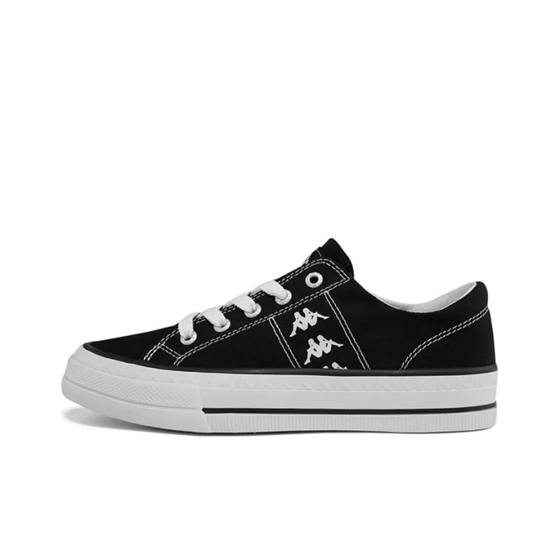 Kappa Anti Slip Wear Resistant Low Top Canvas Shoes Unisex Black White-0