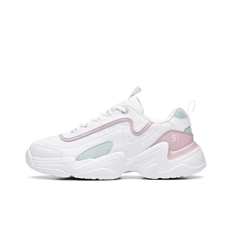 Anta Slip Resistant Cushioning Wear Resistant Low Top Chunky Sneakers Women's Dusty Purple White-0