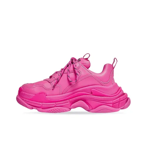 Balenciaga Triple S Faux Leather Dark Pink Women's