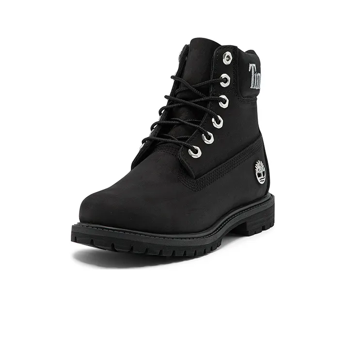 Timberland 6 Inch Premium Waterproof Boots 'Black Nubuck With Silver Logo' Women's-2