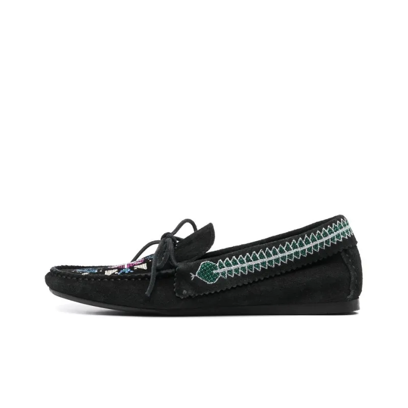 ISABEL MARANT Embroidered Suede Loafers-0
