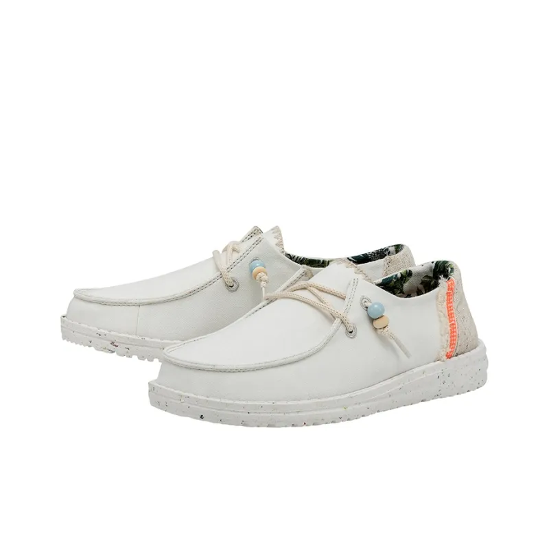 Heydude Canvas Shoes Women's Low Top Raw White-2