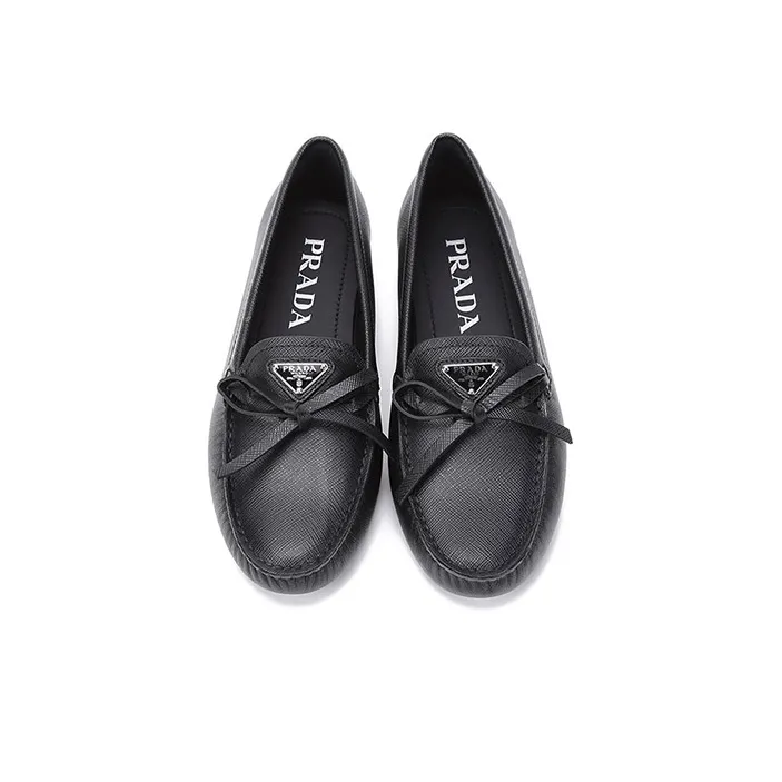 PRADA Saffiano Leather Driving Loafers 'Black' Women's-3