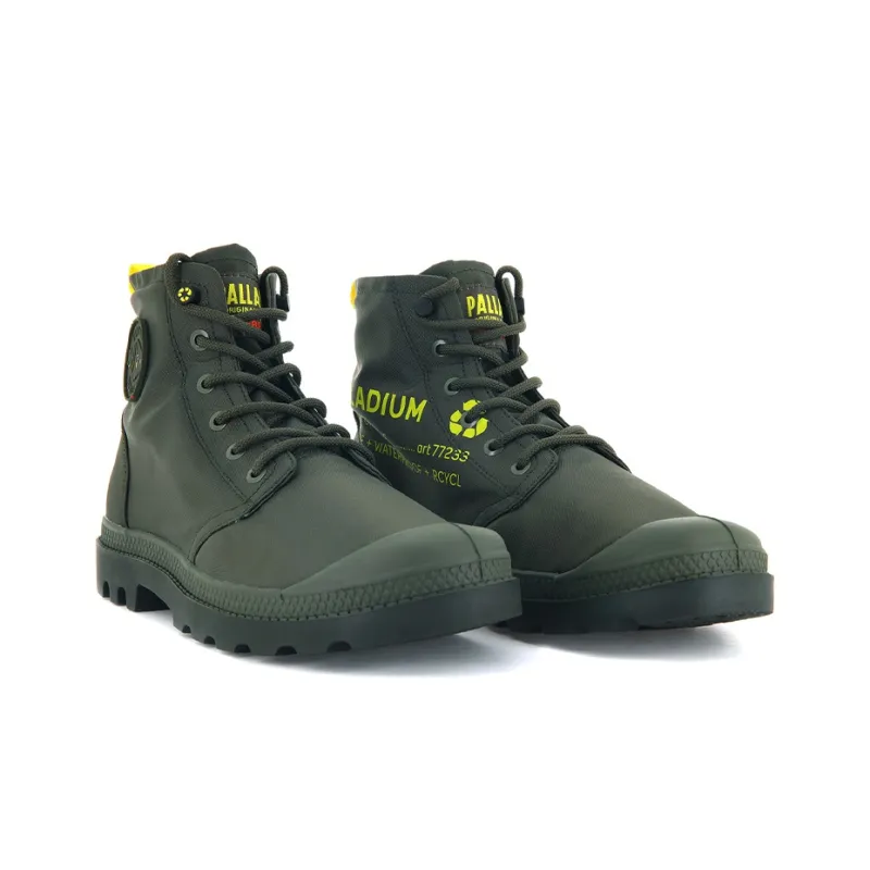 Palladium Pampa Rcycl Wp 2 Anti-Slip And Wear-Resistant Water-Resistant High-Top Canvas Shoes Unisex Army Green-2