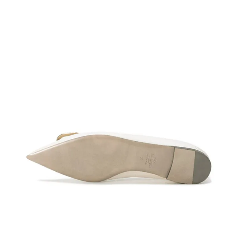 Valentino Vlogo Flat Unlined Shoes Women's Light Ivory White-5