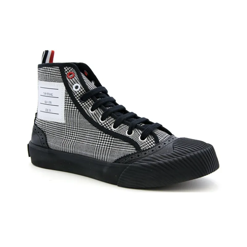 THOM BROWNE· High Top Canvas Shoes Women's Black-3