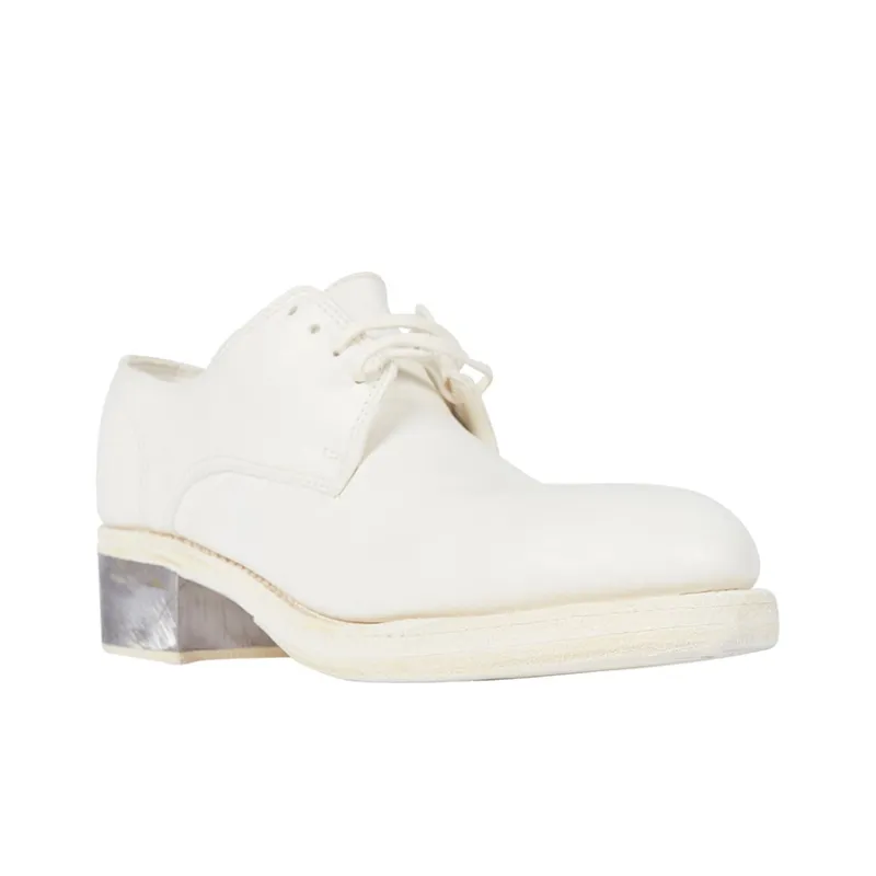 GUIDI Soft Horse Leather Flat Shoes Women's White Silver Root-2