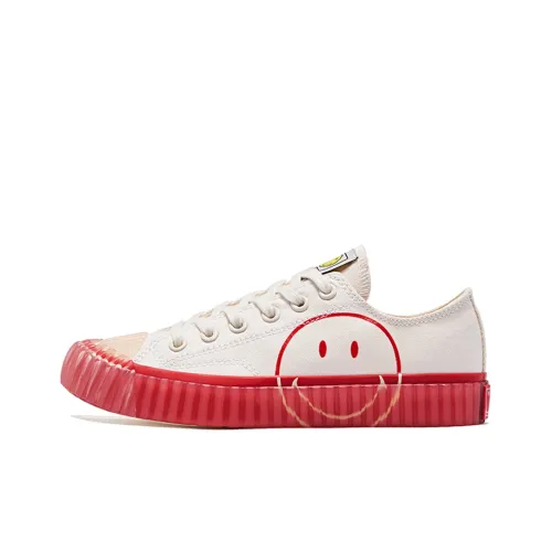 SMILEY Canvas Shoes Women's Low-Top Beige/Red