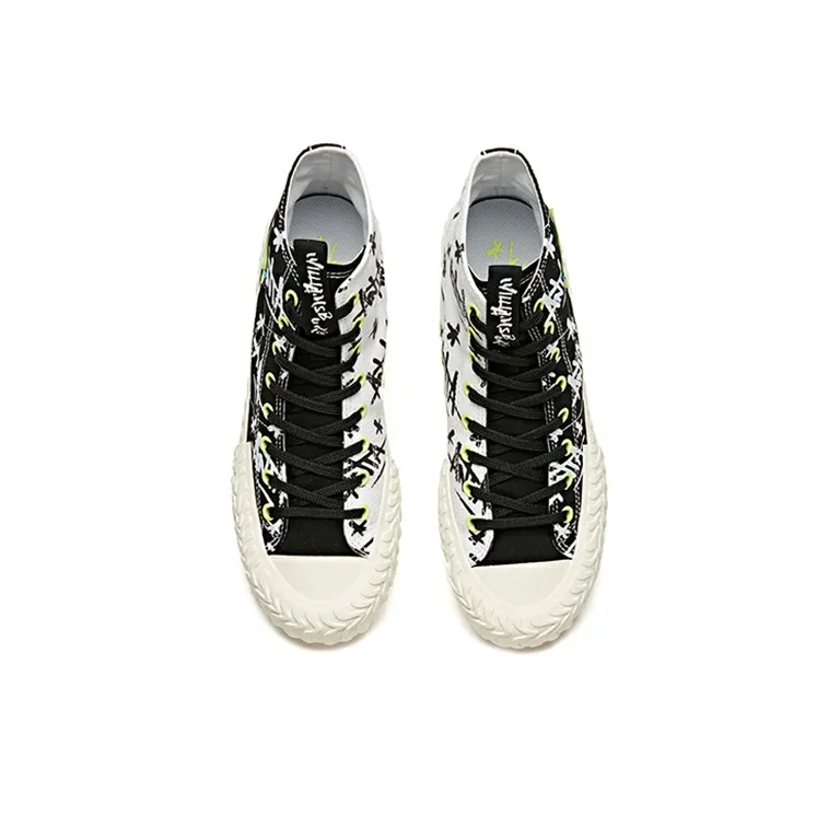Stash Anta Wear Resistant Slip Resistant High Top Canvas Shoes Black Green-2