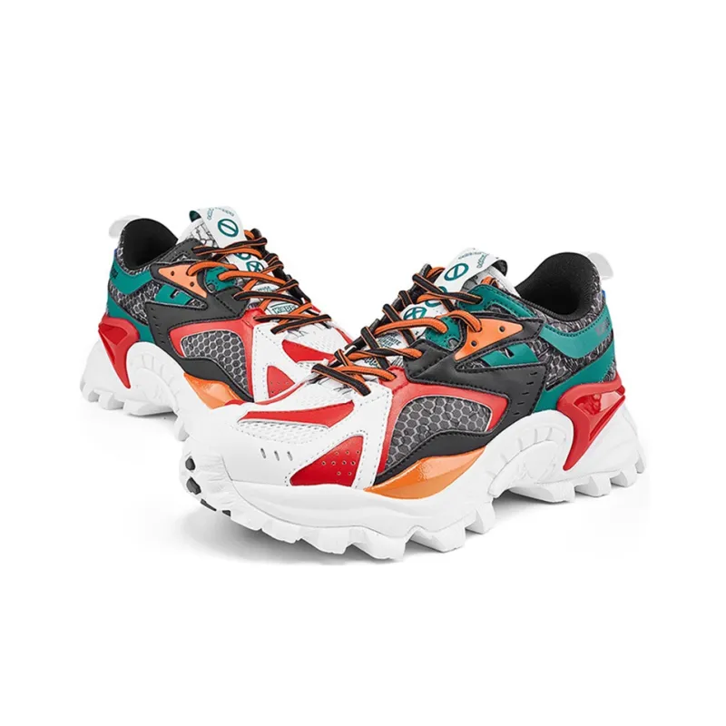 Kappa Cushioning Slip Resistant Balance Low Top Chunky Sneakers Unisex Red Gray-3