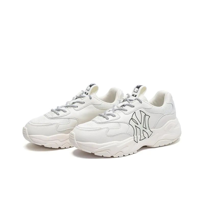 MLB Big Ball Chunky Wear Resistant Lightweight Height Increasing Low Top Chunky Sneakers Unisex Ivory-2