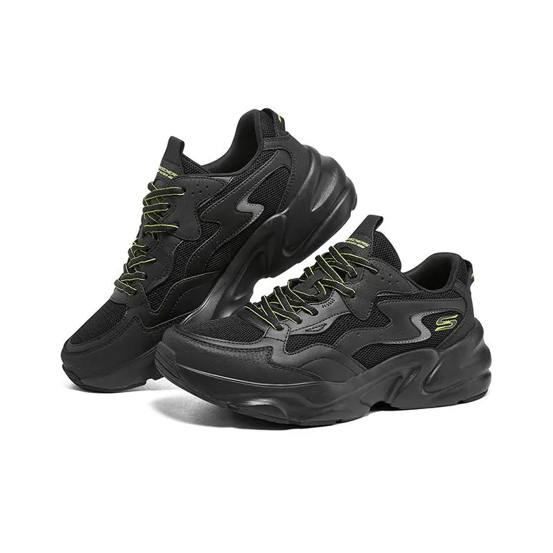 Skechers D'LITES Cushioned Breathable Impact Resistant Low Top Chunky Sneakers Men's Black-2
