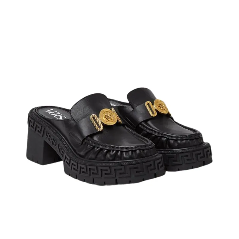 VERSACE MEDUSA BIGGIE Series Women's Casual Shoes Open-Toe Flat Women's Black-2