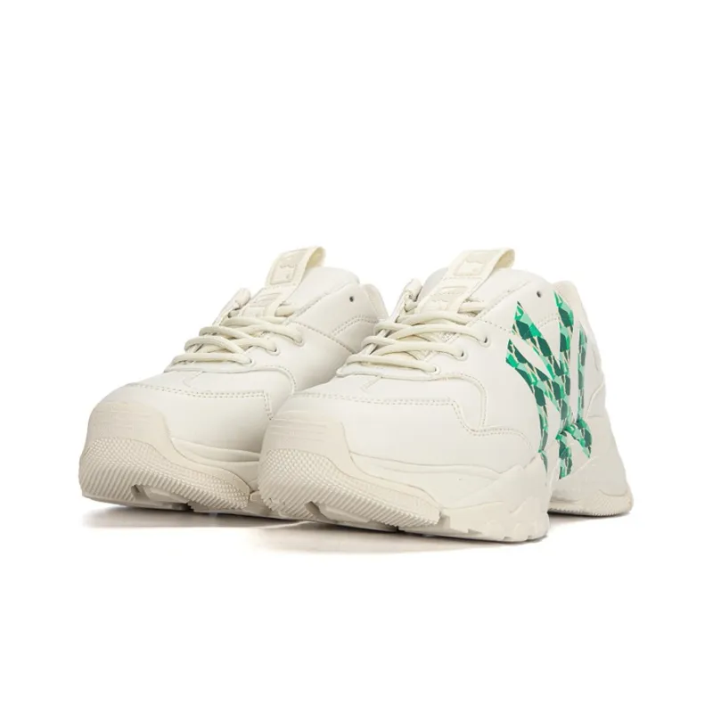 MLB Big Ball Chunky Chunky Sneakers Unisex Low Top Ivory White/Green-2
