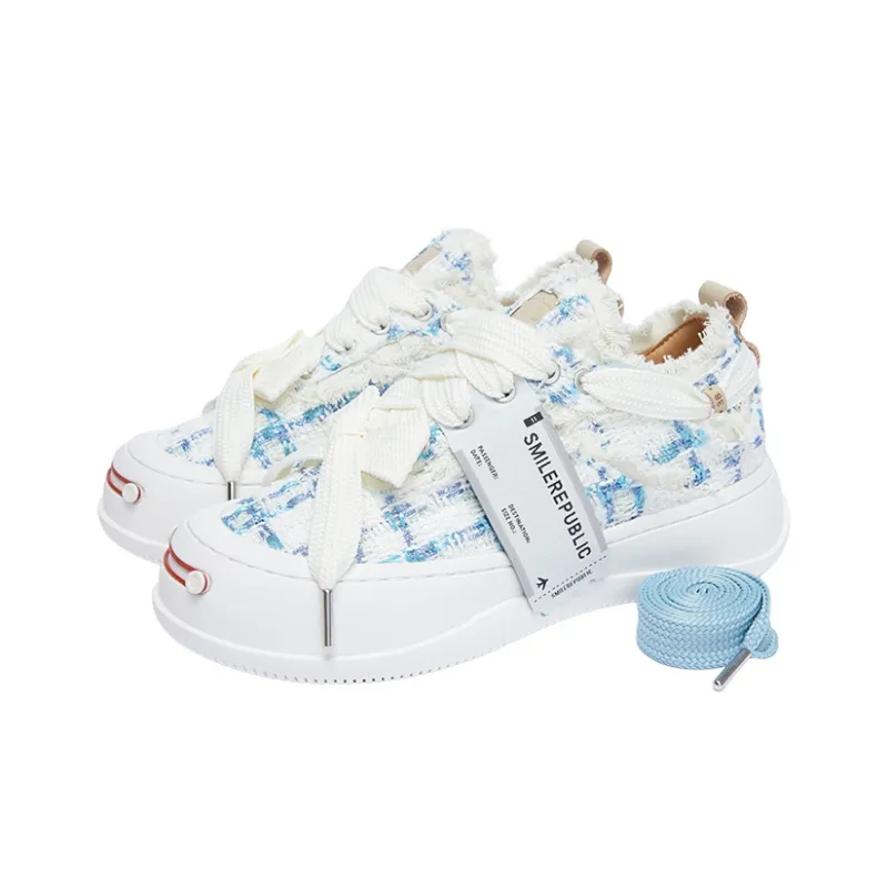 SMILEREPUBLIC Glacier Mint Low-Top Canvas Shoes Unisex White Blue-2
