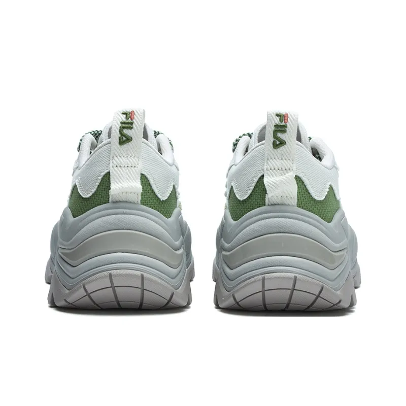 FILA Cushioned Wear Resistant Breathable Slip Resistant Low Top Canvas Shoes Women's White Gray Green-3