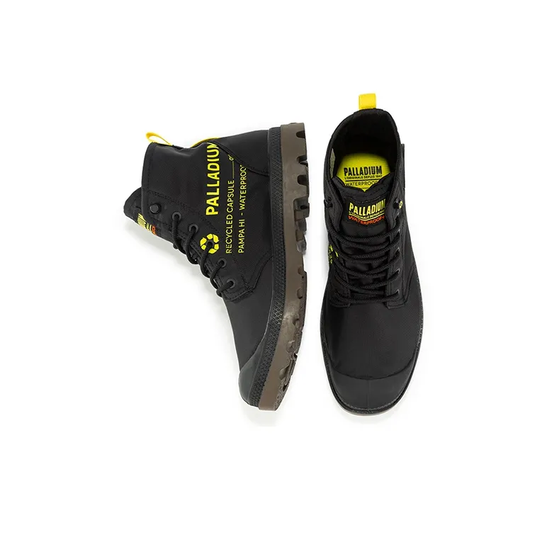Palladium Pampa Rcycl Wp 2 Anti-Slip Wear-Resistant Breathable Water-Resistant High-Top Canvas Shoes Unisex Black-3